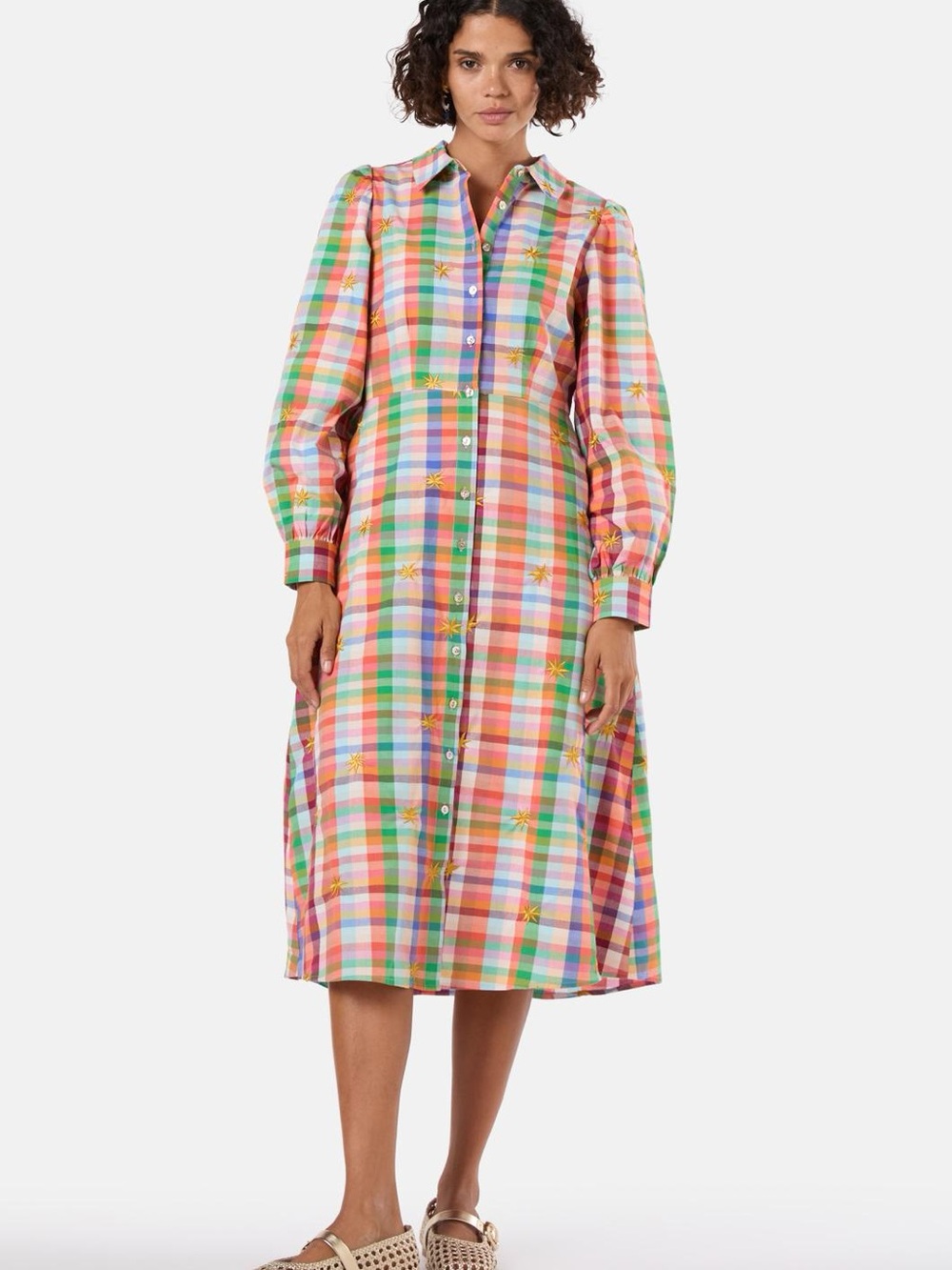 Gorman “Starlight Midi Dress” Pastel Check Button-Down